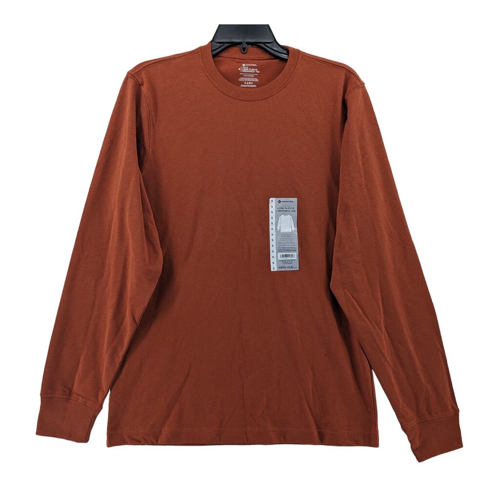 Members Mark Essential Crewneck TShirt‎ S Rust Relaxed Fit Long Sleeve DMT5581S